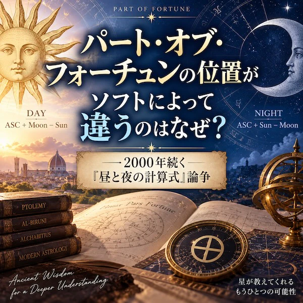 パート・オブ・フォーチュンの位置がソフトによって違うのはなぜ？——2000年続く『昼と夜の計算式』論争