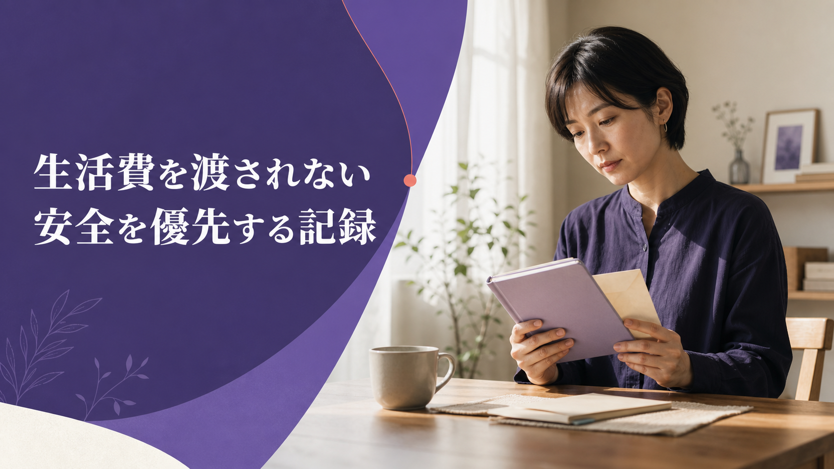 生活費を渡されない状況で、安全に記録と相談を考えるイメージ
