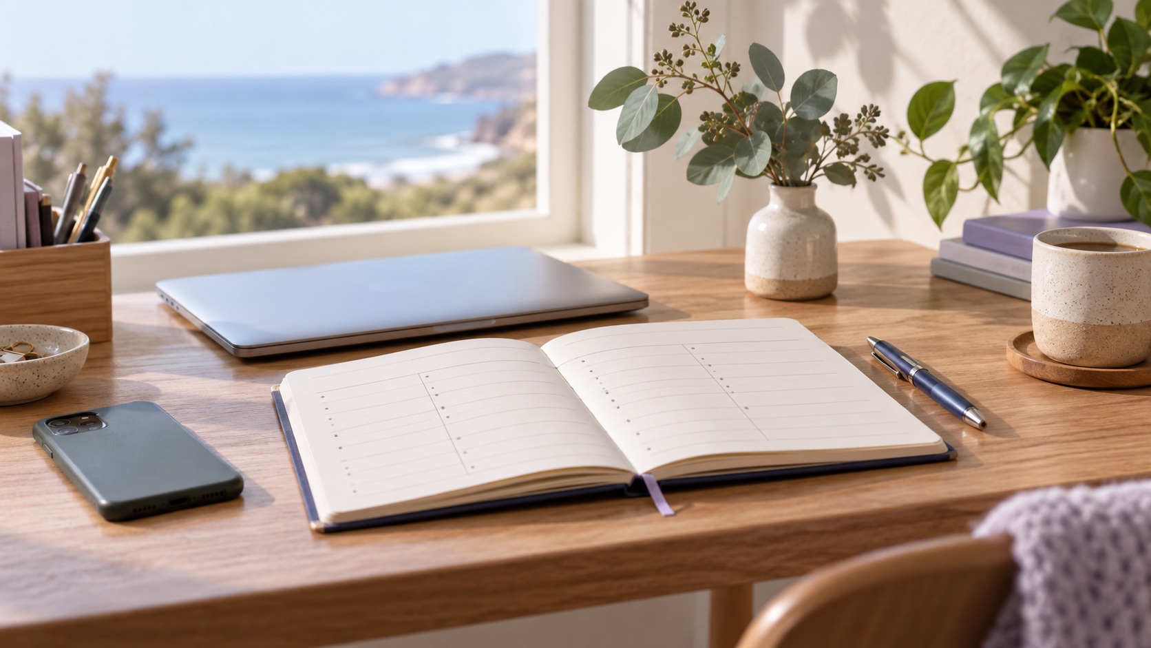 A notebook arranged as a workplace incident timeline on a quiet desk