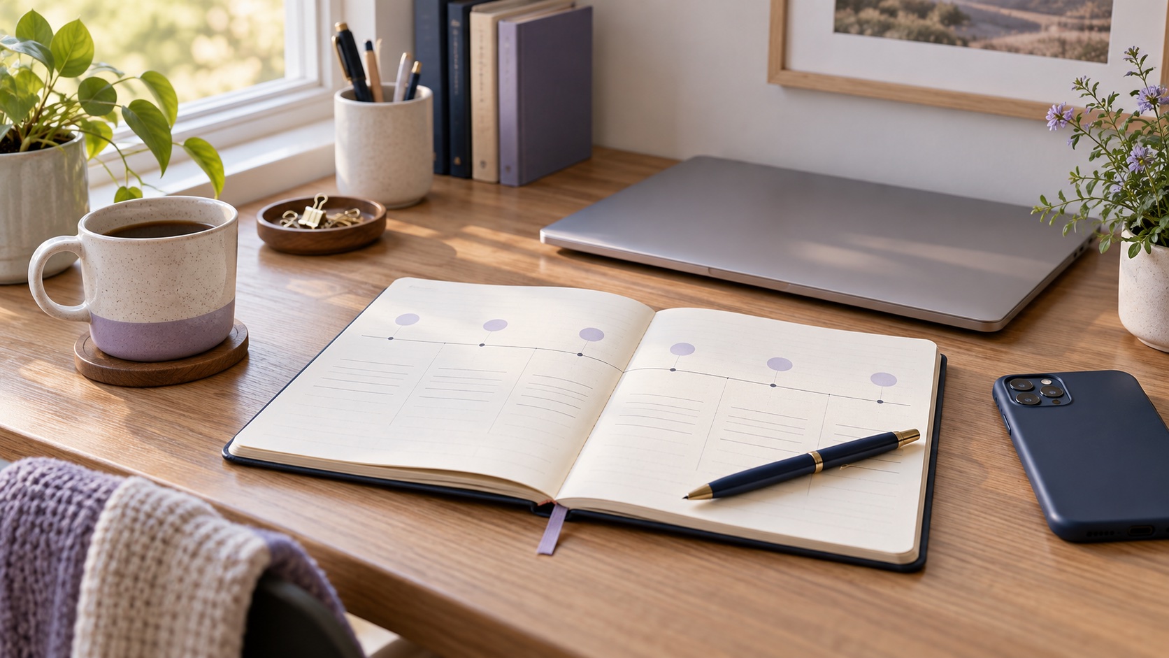 An open notebook arranged as a workplace incident timeline