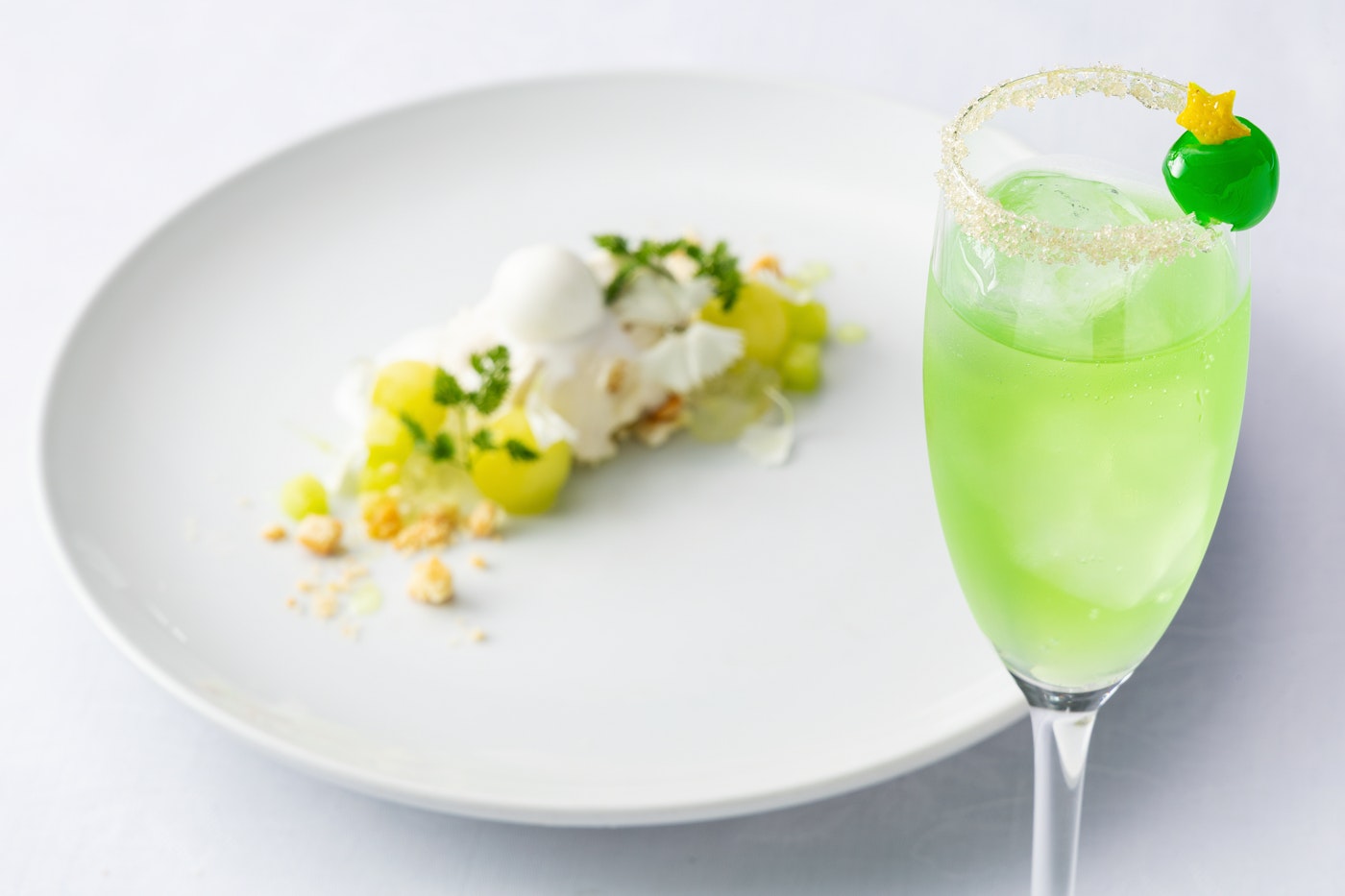 カクテル「Melon Planet」とコースデザート