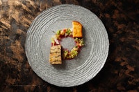 Foie gras and apple terrine with port wine flavour