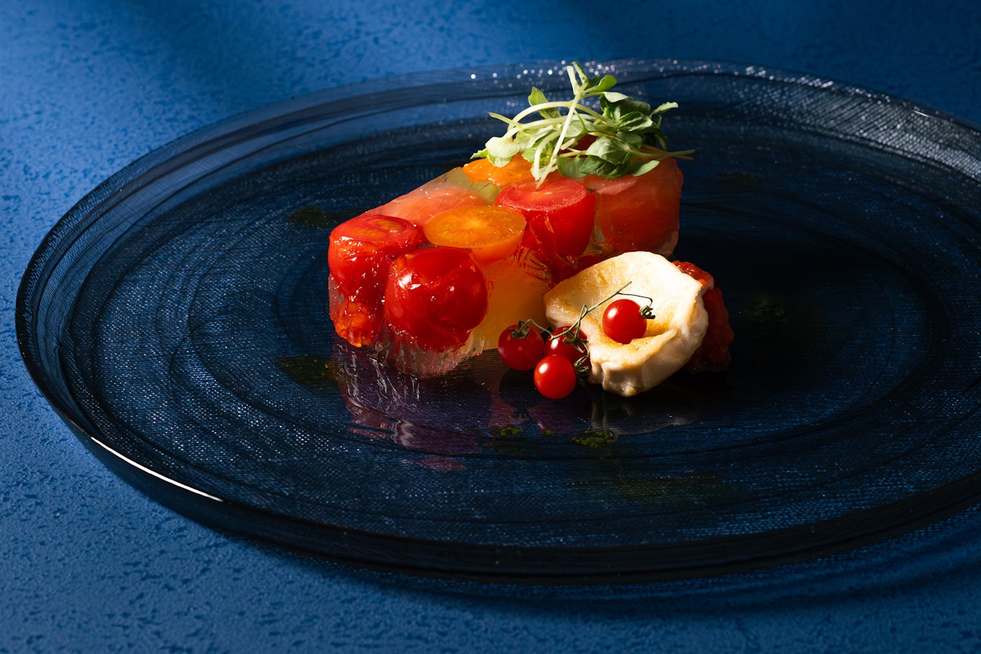 トマトとスイカのテリーヌ サントモールのソテー