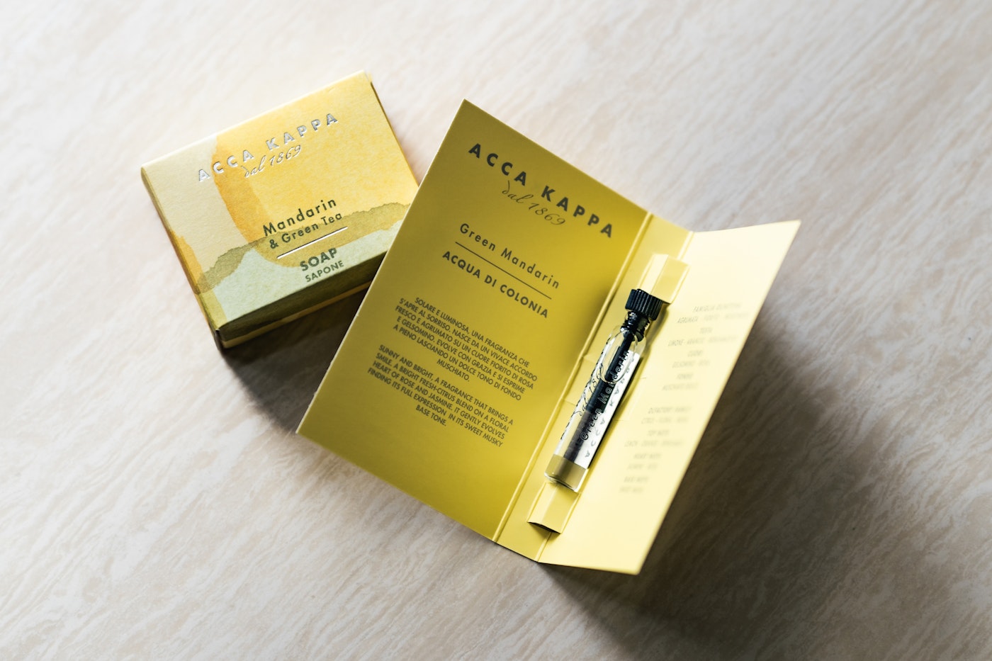 ACCA KAPPA “Green Mandarin” mini perfume (2ml) and cleansing soap