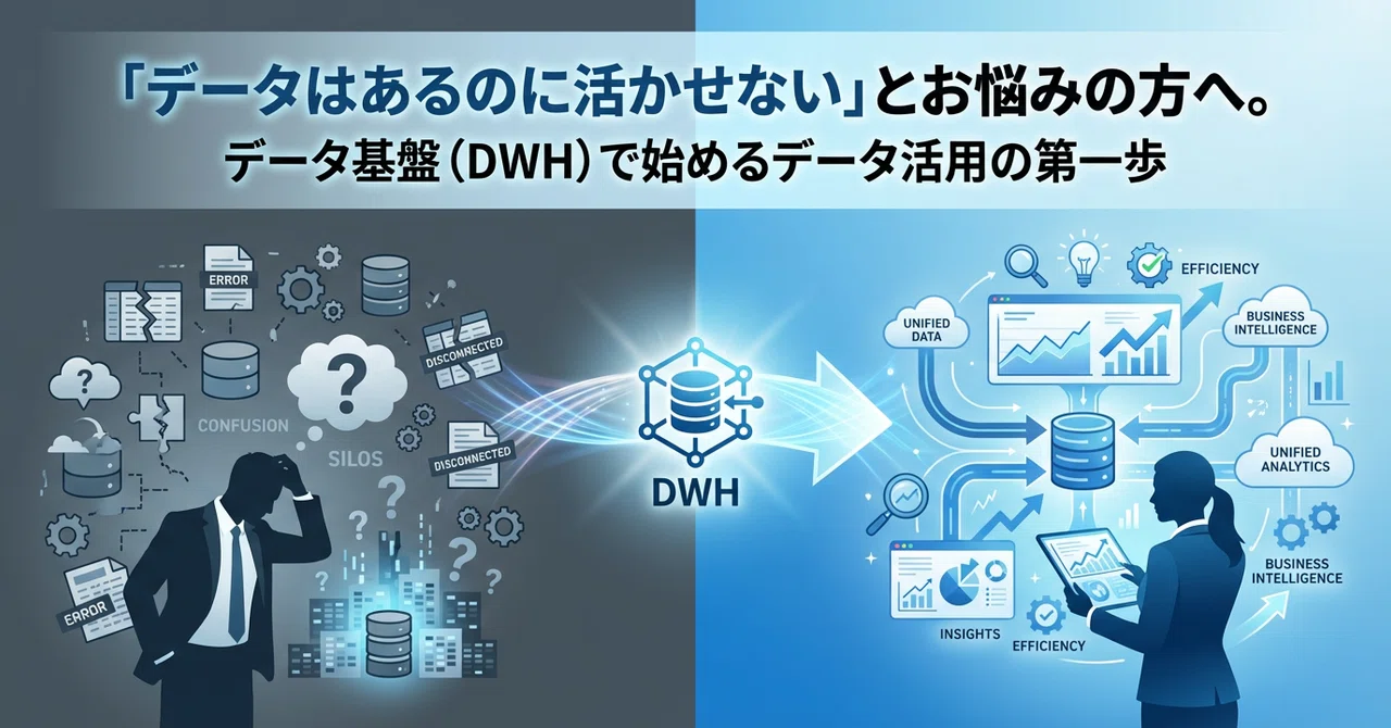 「データはあるのに活かせない」とお悩みの方へ。 データ基盤(DWH)で始めるデータ活用の第一歩