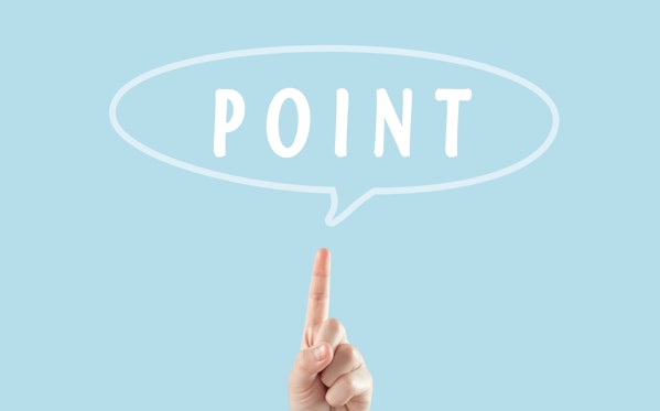 人差し指からPOINTと吹き出しが出ている