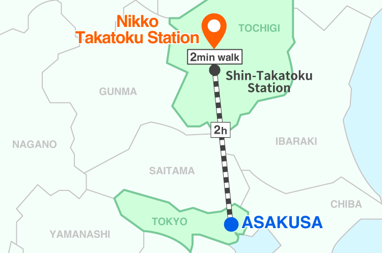 The route to take by train from Asakusa