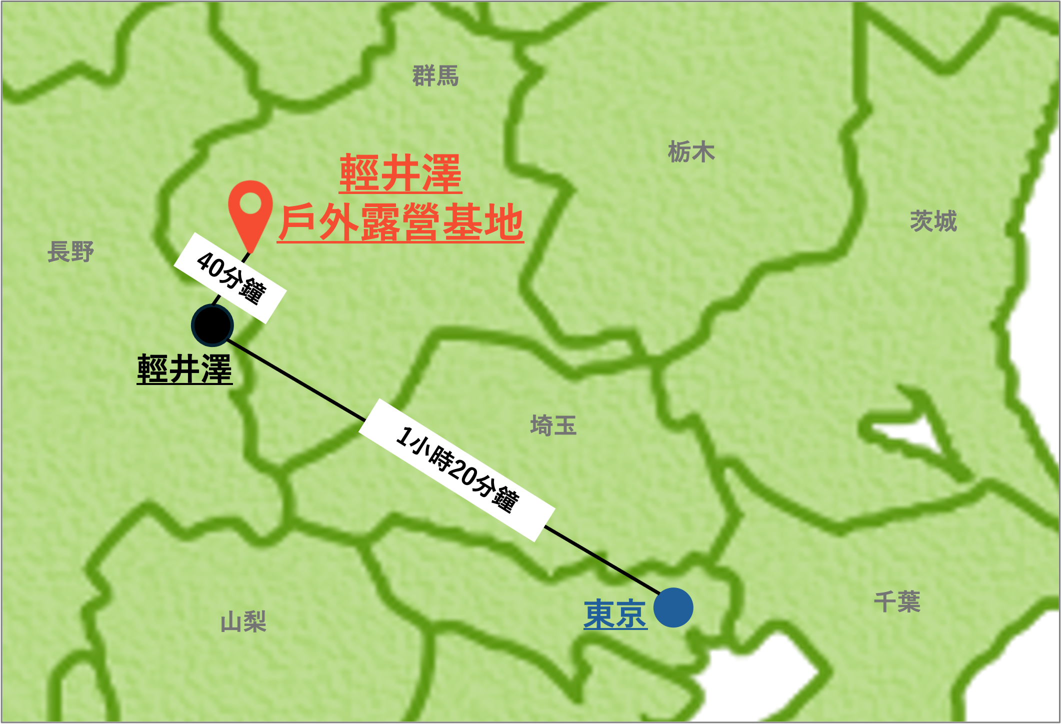 搭乘計程車經過輕井澤的路線。