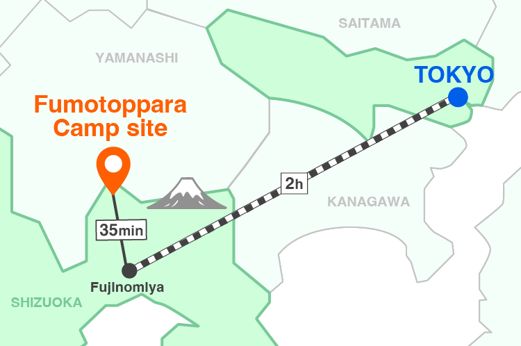 The course when coming via Fujinomiya by Taxi.
