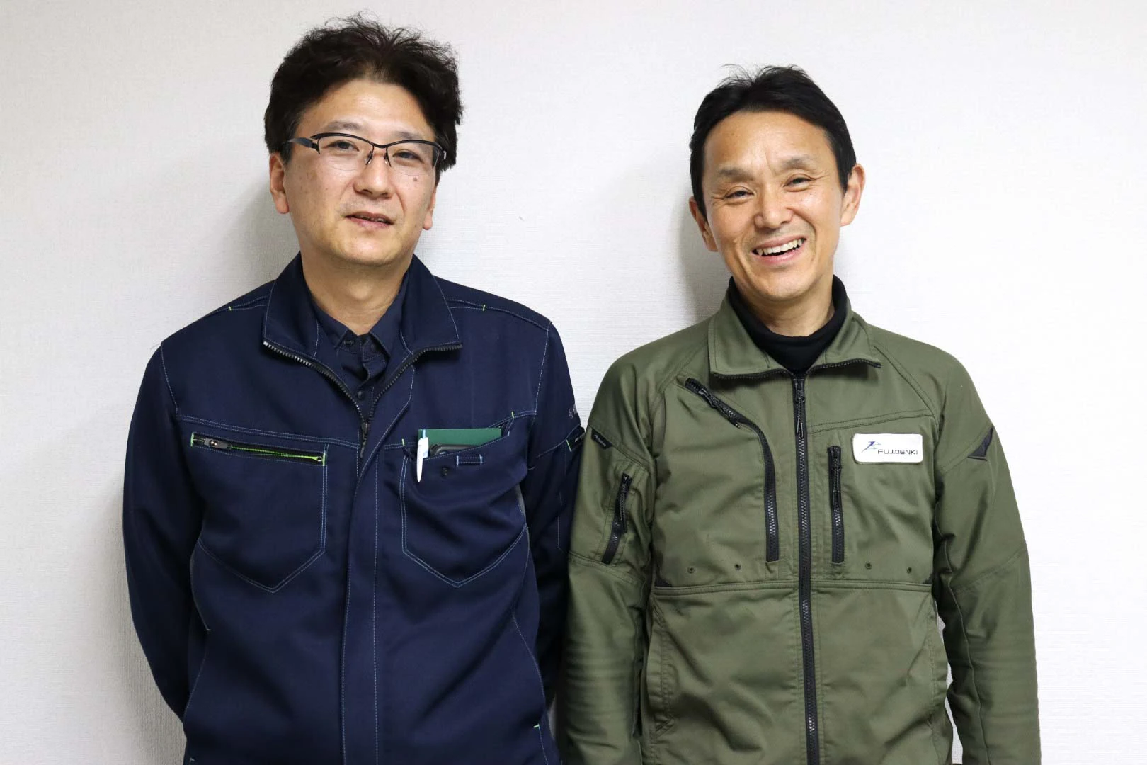 <p>後藤ボーリング<br>専務取締役　後藤浩二氏（左）<br><br>藤電気<br>代表取締役　伊藤紀明氏（右）</p>