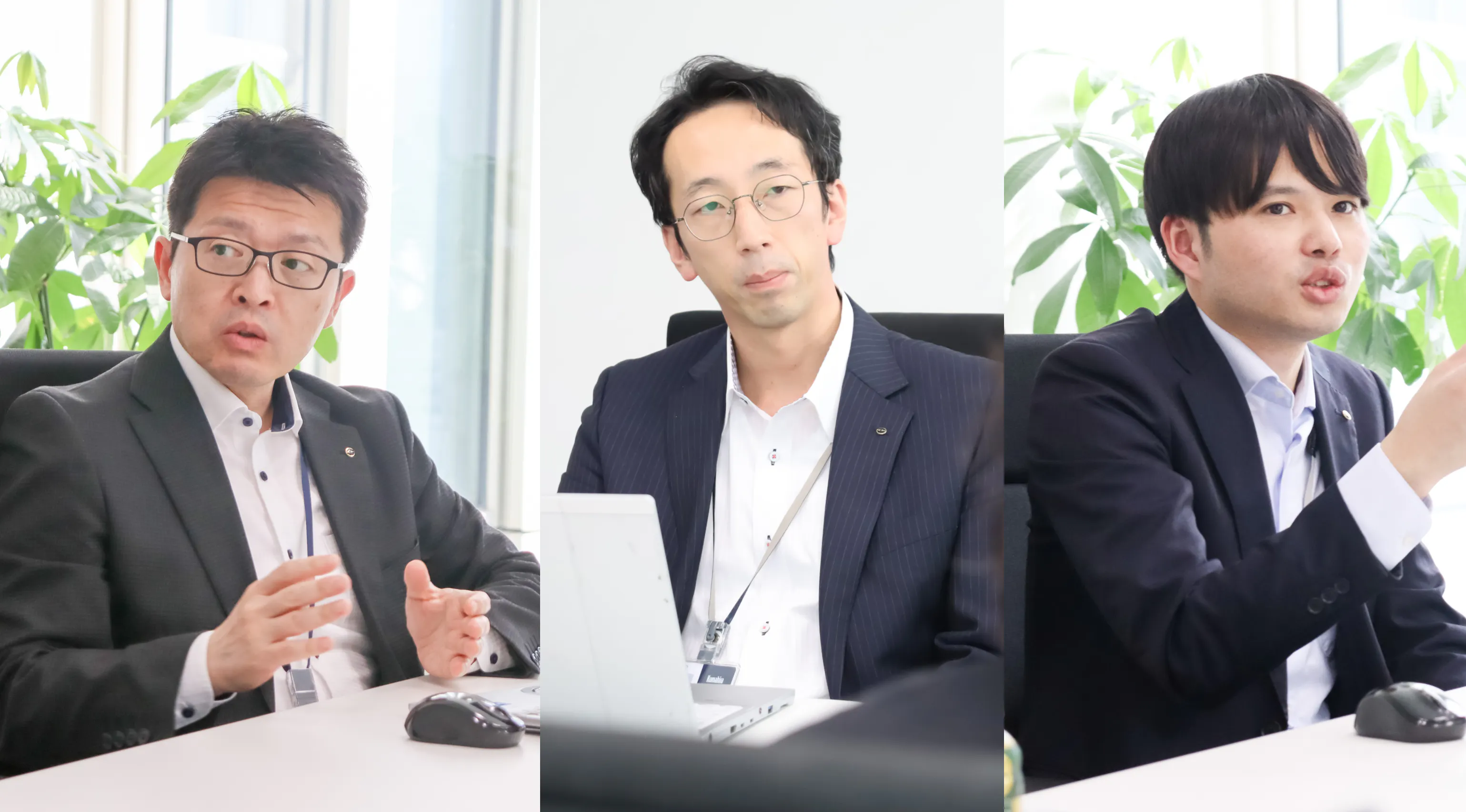 <p><strong>Kumahira Co., Ltd.</strong><br>Ken Enoki — Deputy General Manager, Technical Department, Technical Division<br><br>Takahiro Kokubo — Section Manager, Saitama Office, Technical Department, Kanto Branch<br><br>Ryohei Takahashi — Chief, Management Section, Technical Department, Technical Division</p>