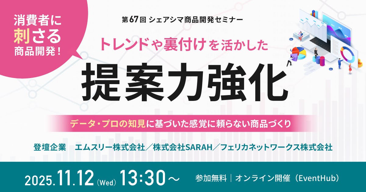 【第67回】消費者に刺さる商品開発!トレンドや裏付けを活かした提案力強化 ~データ・プロの知見に基づいた感覚に頼らない商品づくり~(11/12)