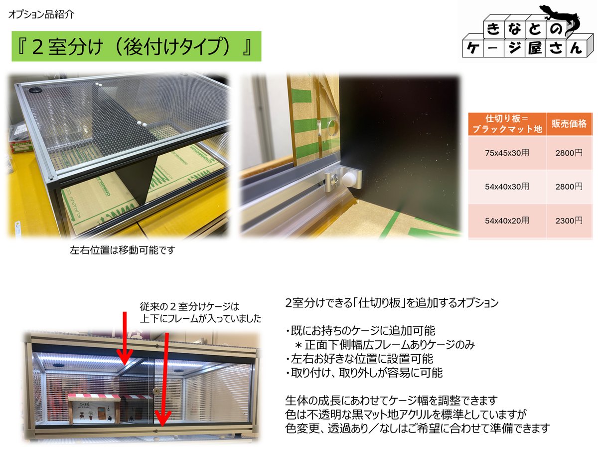 【爬虫類飼い主さん必見！】前窓付きTypeCで「2室分け」を実現したオーダーケージ🦎✨の画像