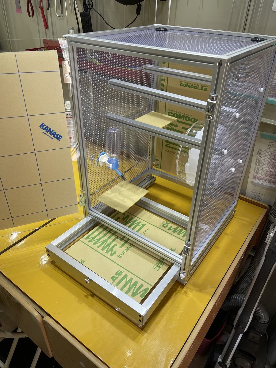 フクロモモンガ向け　前開きケージ、引き出しあり　FMモデル
