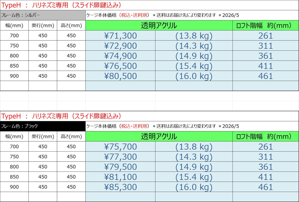 TypeH　ハリネズミ向け２階立てケージの画像