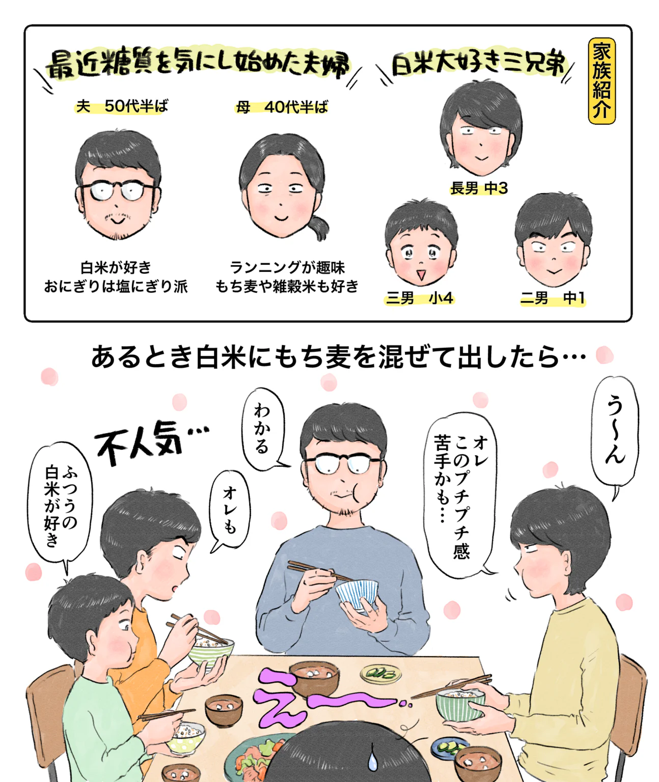 男子3人との5人暮らし。エッセイ漫画家・マルサイさんが、「白米どうぞ®︎」を体験してみた！