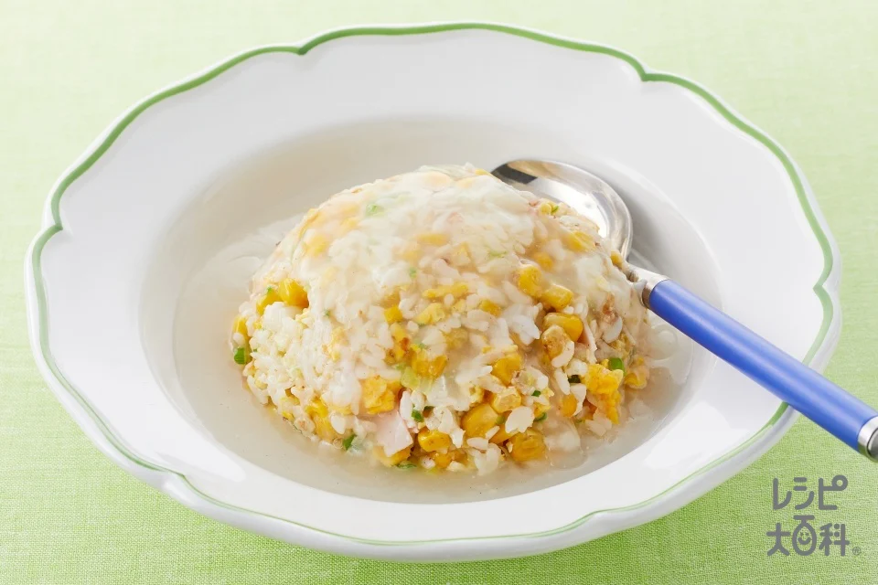 ハムと卵とコーンのあんかけチャーハン