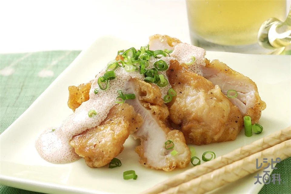 アッツアツから揚げのめんたいソースかけ