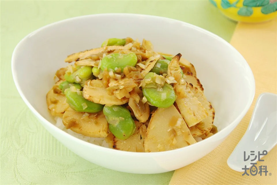 たけのことそら豆のシャキシャキ丼
