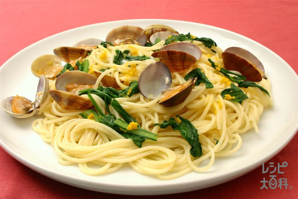 春菊とあさりのスパゲッティ