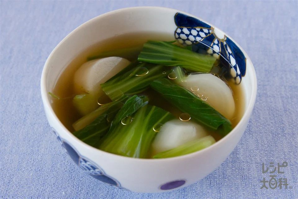 チンゲン菜とかぶのとろり中華風スープ