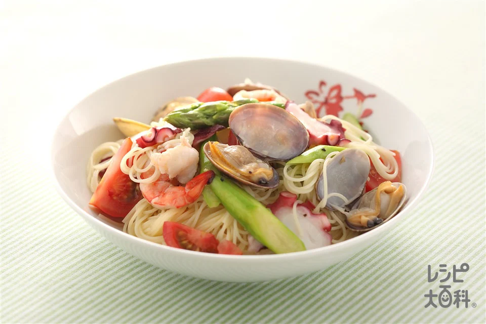 海の幸の冷製パスタ