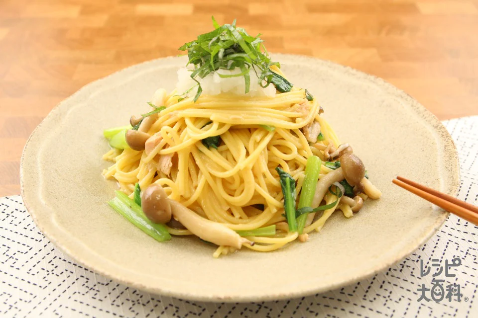 小松菜とツナの和風パスタ
