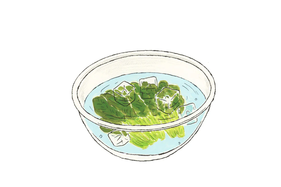 ゆでた青菜に