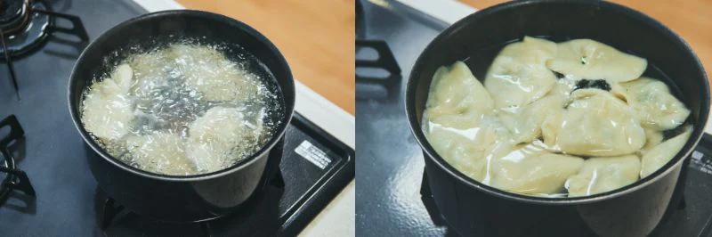 茹でている様子