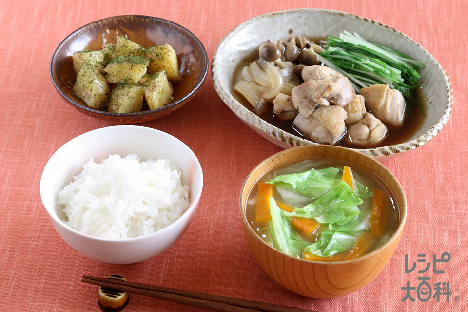 フライパンで!鶏肉のすき煮風献立