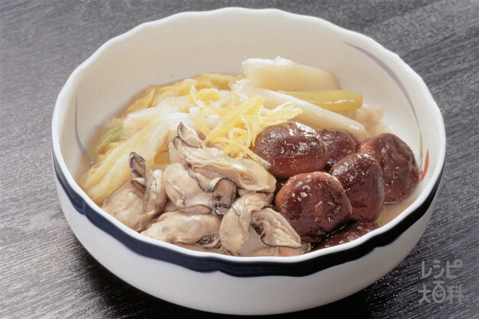 かき・しいたけ・ねぎの煮もの