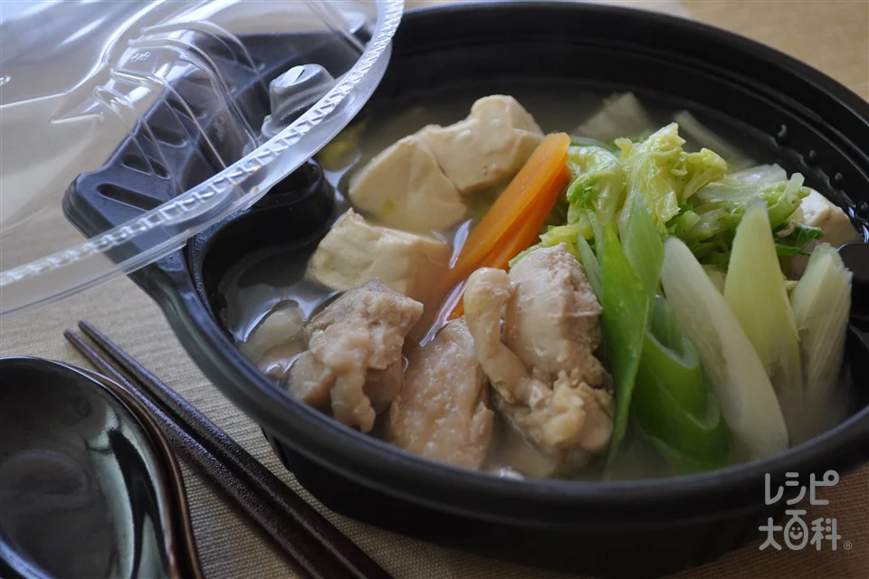 電子レンジで１人分　鶏だし・うま塩鍋