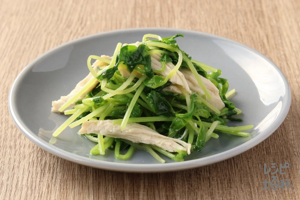 豆苗とささ身のわさびサラダ