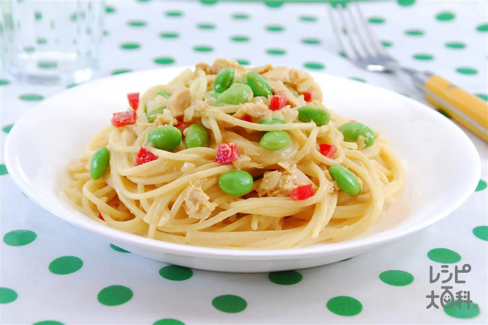 ツナと枝豆のパスタ カレー風味