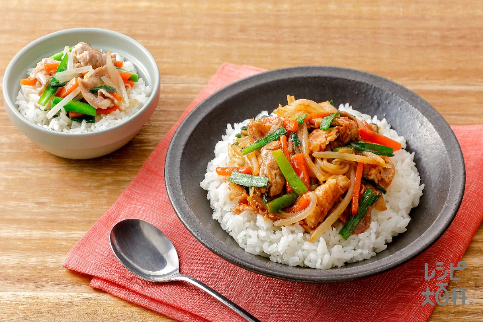 親子でビビンバ炒め丼(幼児食アレンジ)