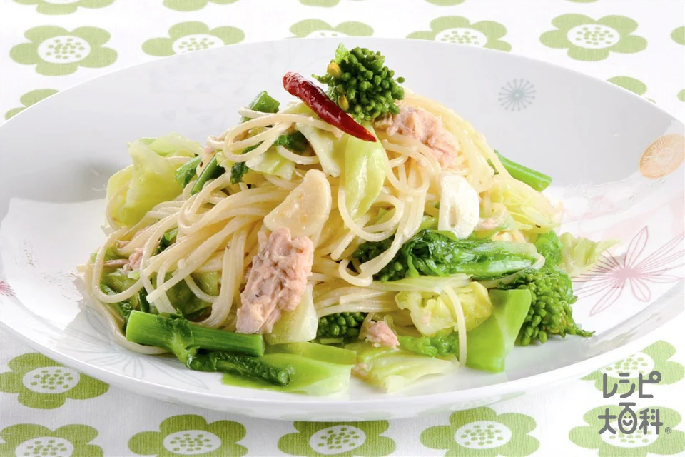 菜の花とキャベツのパスタ