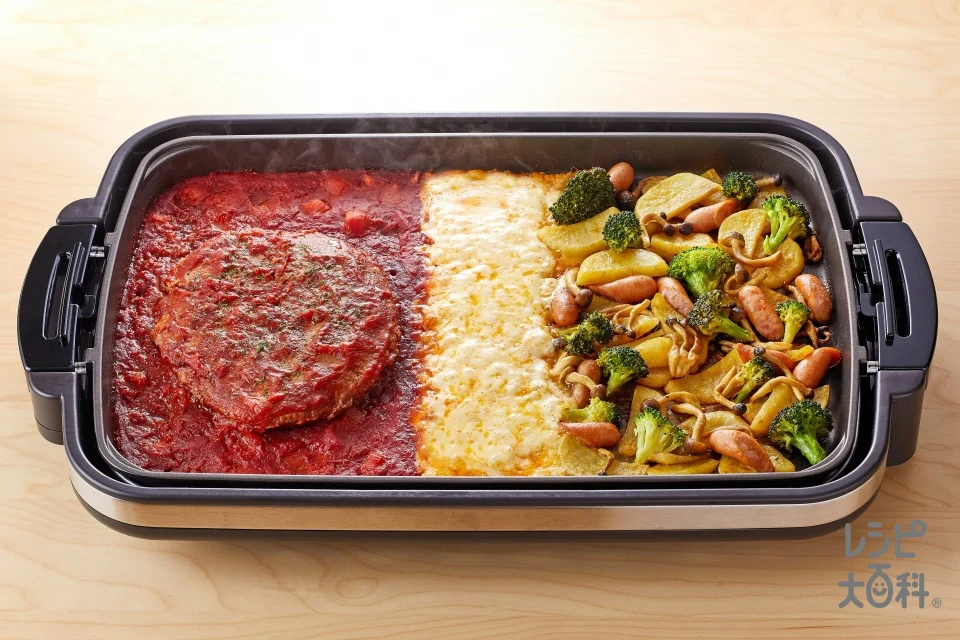 ジャイアント トマトハンバーグ × カレー風味ジャーマンポテト