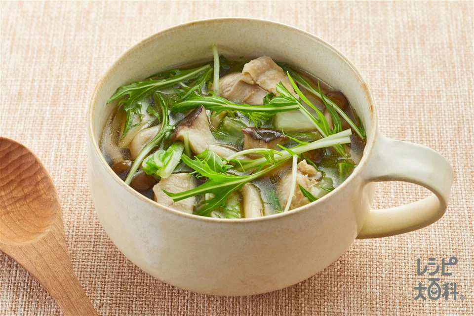 2種のきのこと水菜のおかずスープ