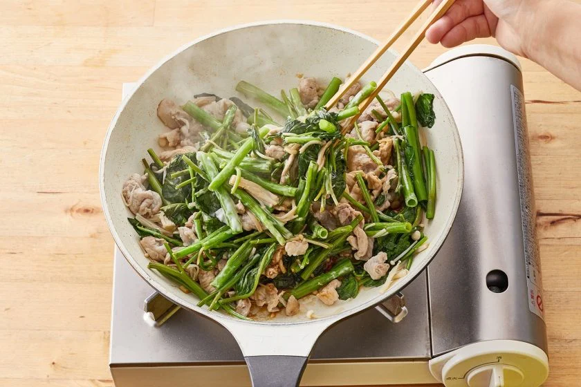 空心菜と豚肉のオイマヨ炒めのつくり方_2_1