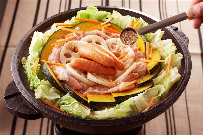 れんこんとかぼちゃ・鶏肉のだし蒸し鍋のつくり方_4_1