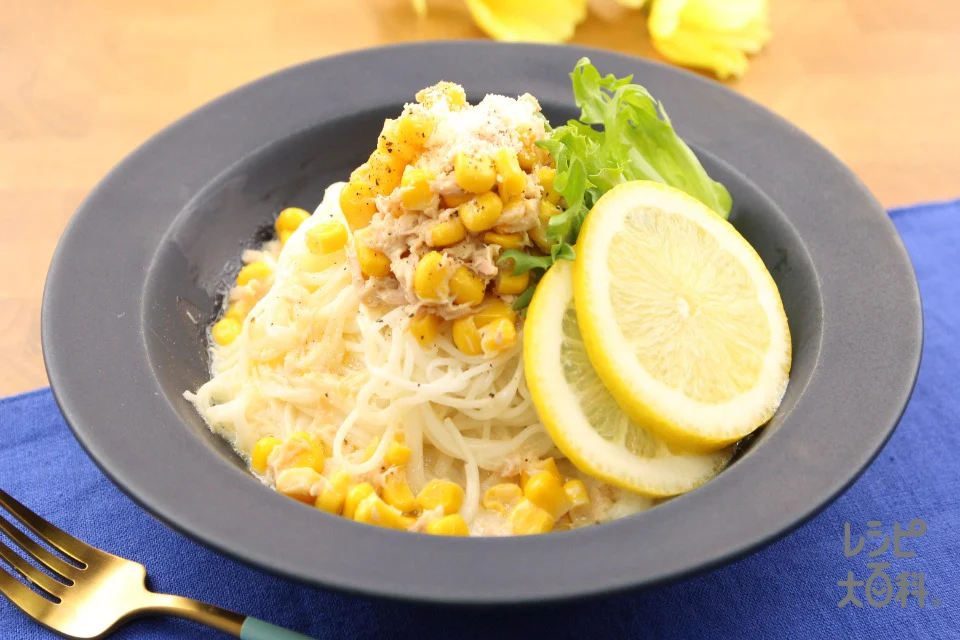 ツナとコーンの豆乳そうめん