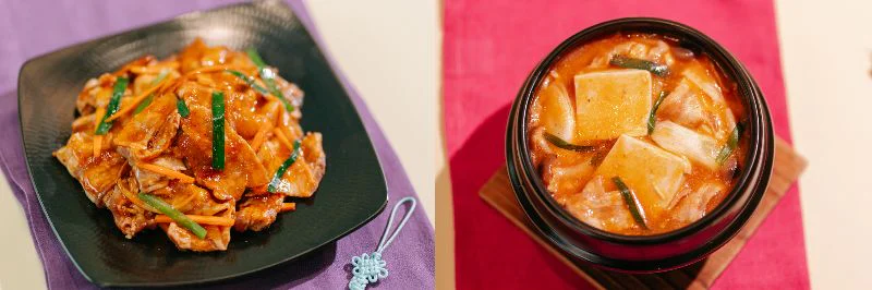 （写真左から）「Cook Do® KOREA!」人気メニューの「プルコギ用」と「豆腐チゲ用」。