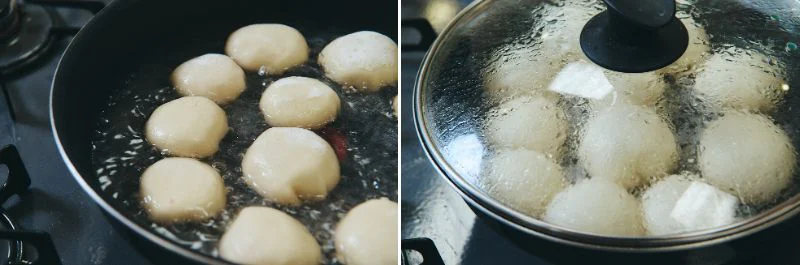 茹でる様子