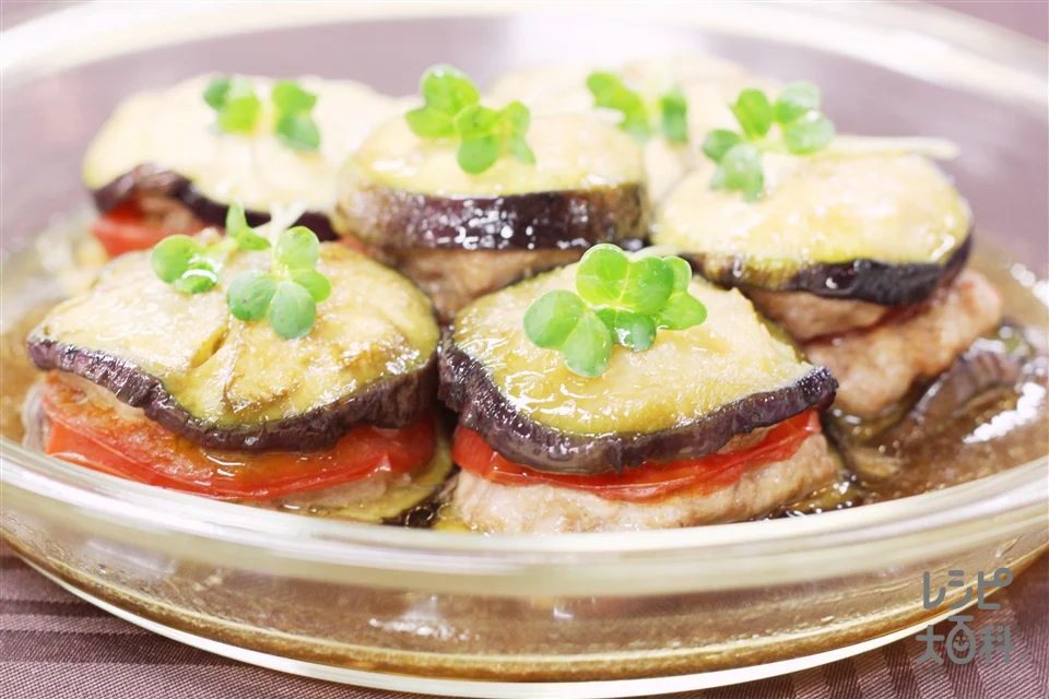 ~レンジで簡単~丸なすと豚ひき肉のはさみ蒸し