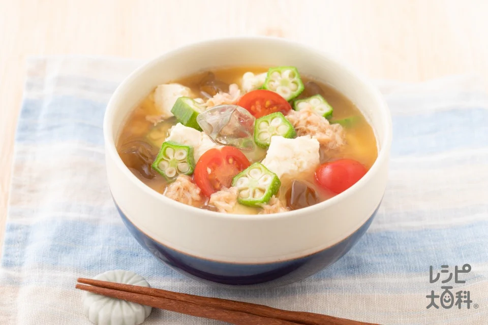 ツナと夏野菜の冷やしみそ汁(冷汁風)