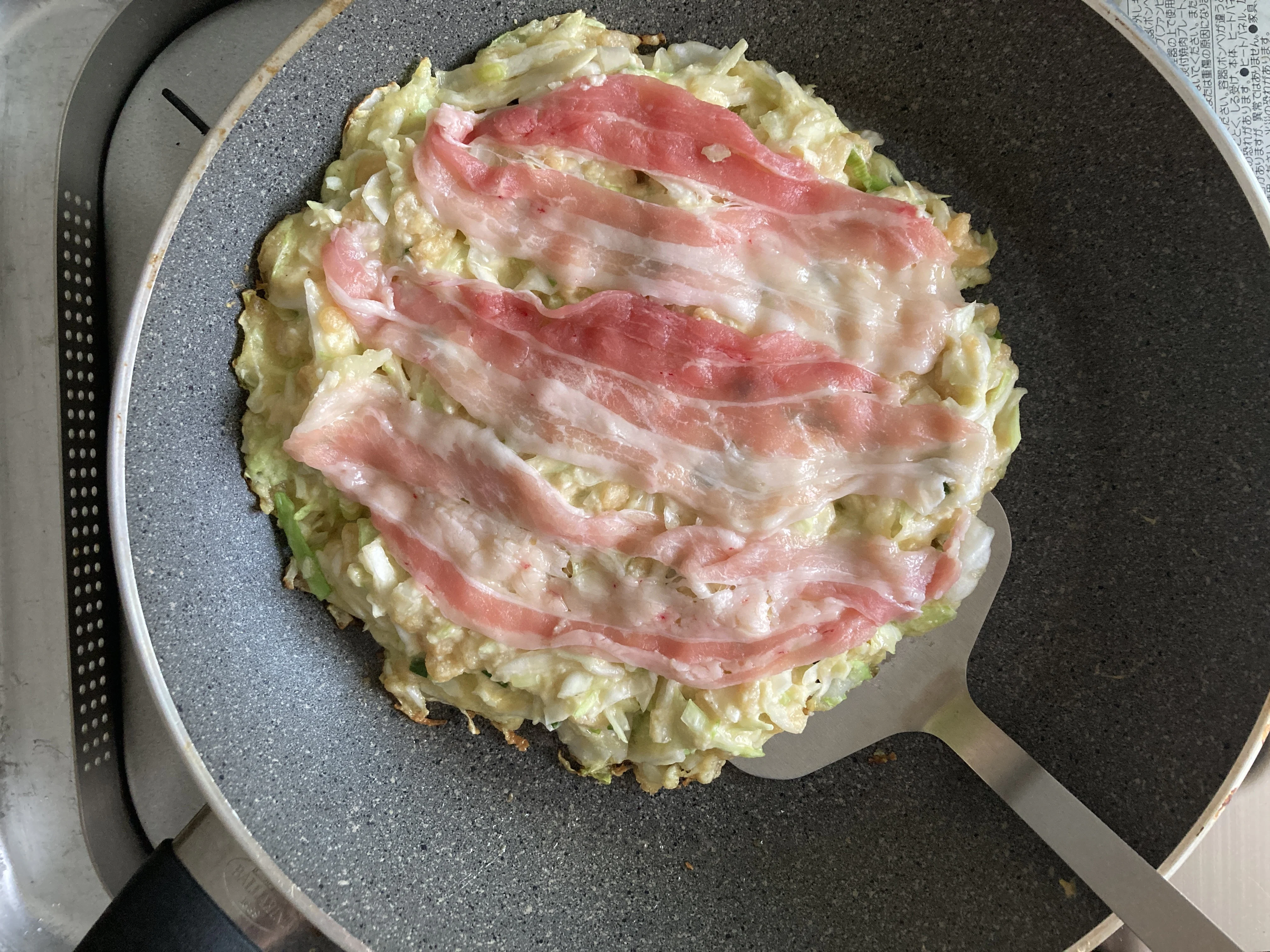 豚肉をのせたところ