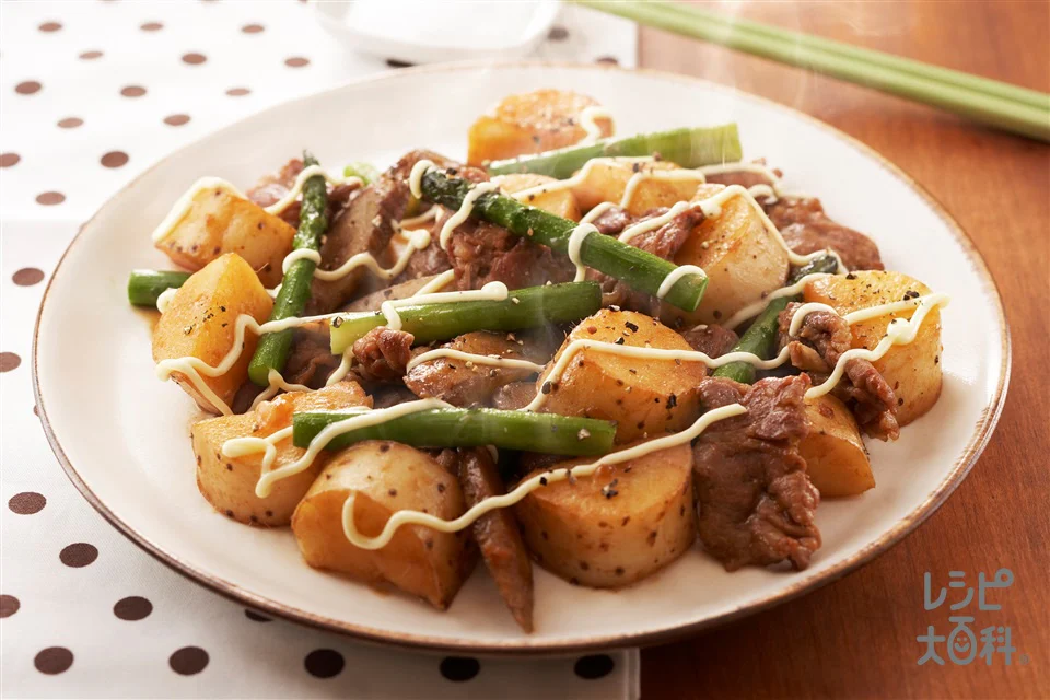 長いもと豚肉の焼き煮込み