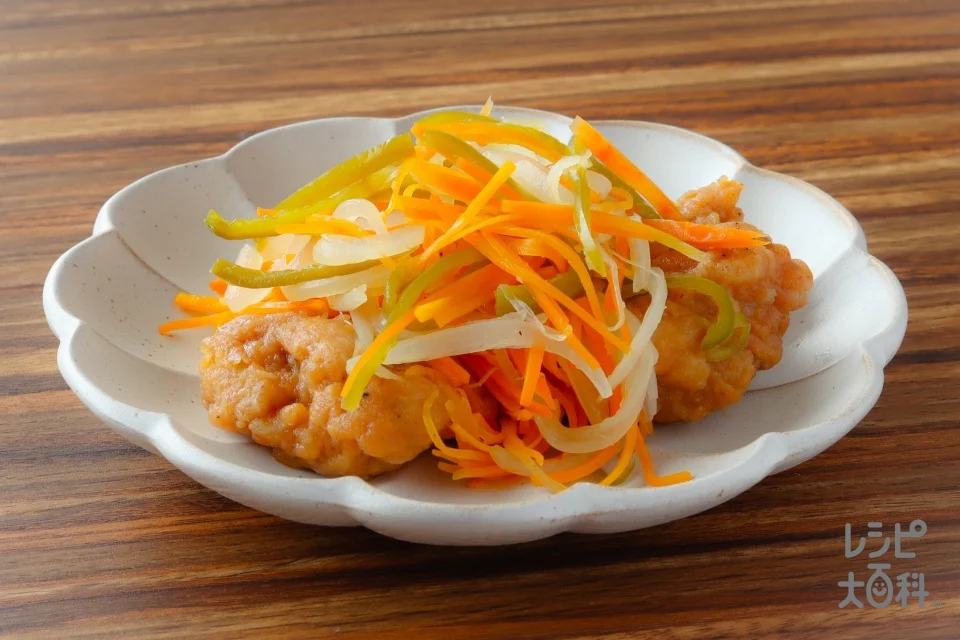 冷凍から揚げと野菜の南蛮漬け風