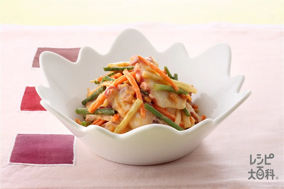 たこと野菜のピーナッツあえ