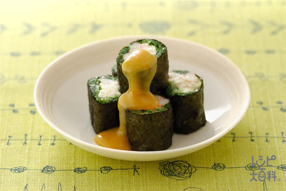 水菜の磯辺巻き　酢みそ添え